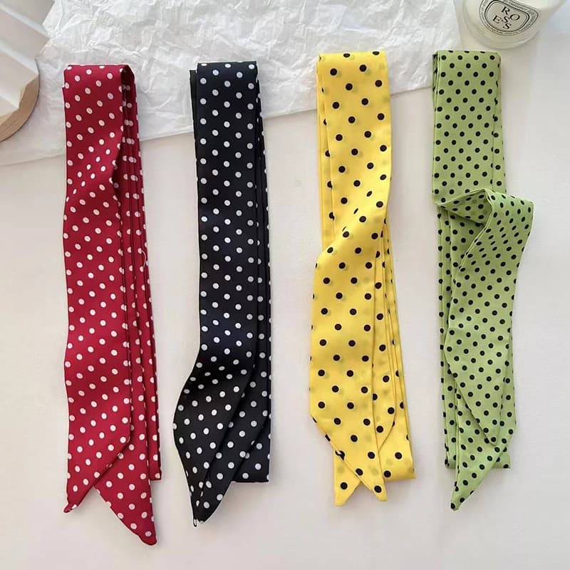 Women Satin Silk Narrow Scarf Neckerchief Print Neck Scarves Long Silk Thin Scarf Head Neck Hair Band Bag Ribbon Headbands