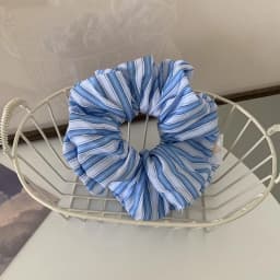 Korean Style Simple Striped Scrunchies Fresh Sunny Girls Blue Hair Rope Ties Elegant Ponytail Holder Hair Accessories Headwear