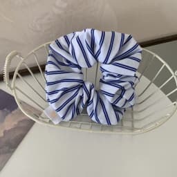 Korean Style Simple Striped Scrunchies Fresh Sunny Girls Blue Hair Rope Ties Elegant Ponytail Holder Hair Accessories Headwear