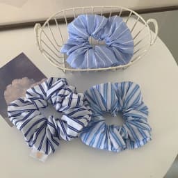 Korean Style Simple Striped Scrunchies Fresh Sunny Girls Blue Hair Rope Ties Elegant Ponytail Holder Hair Accessories Headwear