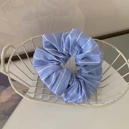 Korean Style Simple Striped Scrunchies Fresh Sunny Girls Blue Hair Rope Ties Elegant Ponytail Holder Hair Accessories Headwear