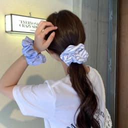 Korean Style Simple Striped Scrunchies Fresh Sunny Girls Blue Hair Rope Ties Elegant Ponytail Holder Hair Accessories Headwear