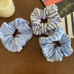 Korean Style Simple Striped Scrunchies Fresh Sunny Girls Blue Hair Rope Ties Elegant Ponytail Holder Hair Accessories Headwear