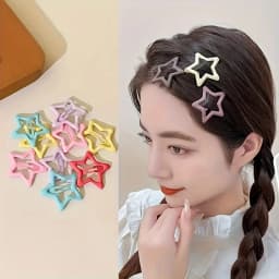 10pcs/30pcs Cute Hollow Star Hair Clips Vibrant Colorful Snap Design Perfect for Styling and Makeup Ideal ' Gift Holiday Gift