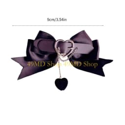 49MD 2pcs Harajuku Bowknot&Heart Hairpin Halloween Girls Ponytail Bangs Hair Clip