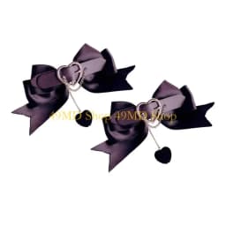 49MD 2pcs Harajuku Bowknot&Heart Hairpin Halloween Girls Ponytail Bangs Hair Clip