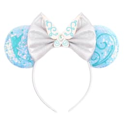 1pc Disney Headband Green Shimmering Fairy Wings Gold Bow Gemstone Embellishment Theme Park Role-playing Party Hair Accessories