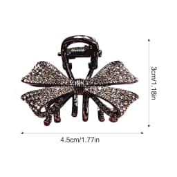 Black Bowknot Hair Claw Clip Sparkly Rhinestone Mini Simple Hairpin for Women Girls Elegant Snap Clip for Bangs Hair Holder