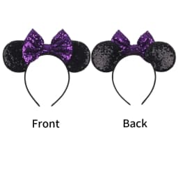 2026 Classical Mouse Ears Headband Embroidery 5" Sequins Dot Bow Hairband For Girls Featival Party DIY Hair Accessories