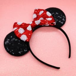 2026 Classical Mouse Ears Headband Embroidery 5" Sequins Dot Bow Hairband For Girls Featival Party DIY Hair Accessories