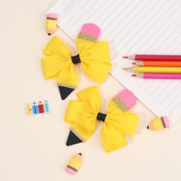 2Pcs Pencil Bow Hair Clips Cute Hairpins Kawaii Back To School Barrette For Girls Children Kids Headdress Headwear Accessories