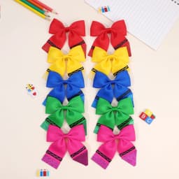 2Pcs Pencil Bow Hair Clips Cute Hairpins Kawaii Back To School Barrette For Girls Children Kids Headdress Headwear Accessories