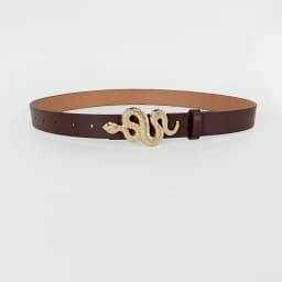 Hot Sale New Fashion Snake Belt Buckle with PU Leather Belt for Women Dress Designer Western Vintage Style Black Belts for Girls