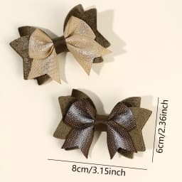 2Pcs New Solid Bow Hair Clips Sweet Brown Three-layer Bownot Hairpins For Girls Children Korean Trendy Headwear Hair Accessories
