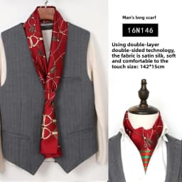 Red Scarf Festive Wedding Celebration Wedding Dress Photo Neck Scarf Men's Annual Meeting Banquet Shirt Collar Scarf Neck Warmer