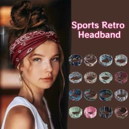 Retro Headbands Fashion Printed Wide Knotted Hair Bands Soft Cotton Head Wraps Headband for Women Sport Yoga Hair Accessories
