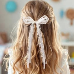 2Pcs White Lace Bow Hair Clips Flower Embroidery Long Ribbon Hairpins Sweet Floral Barrette Girls Children Headwear Accessories