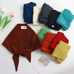 New Fashion 100% Wool Knit Triangular Binder Outer Shawl Women's Autumn and Winter Warm Neck Protection Blue Small Scarf