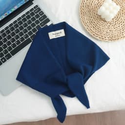 New Fashion 100% Wool Knit Triangular Binder Outer Shawl Women's Autumn and Winter Warm Neck Protection Blue Small Scarf
