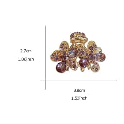 Exquisite Purple Crystal Rhinestone Flower Small Hair Clip High-end Women's Bangs Side Hair Claw Korean Style Hair Accessories