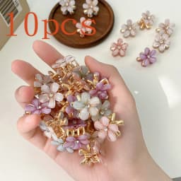 10pcs Crystal Flower Hair Clip Rhinestone Alloy Hair Clip Suitable For Sweet Summer Side Clip Hairstyle Accessories For Girls
