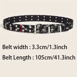 New Fashion Luxury Belt Black Punk Accessories Blue Denim Girdle HipHop Y2k Star Hollowed Pin Buckle Waistband，For Men Women