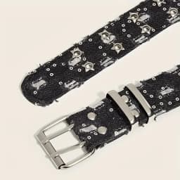 New Fashion Luxury Belt Black Punk Accessories Blue Denim Girdle HipHop Y2k Star Hollowed Pin Buckle Waistband，For Men Women
