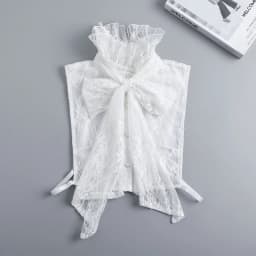 Ruffled Bows Tie Decorative Fake Collar Ladies Detachable Sweater Half Shirt High Collar For Women Girls