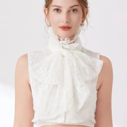 Ruffled Bows Tie Decorative Fake Collar Ladies Detachable Sweater Half Shirt High Collar For Women Girls