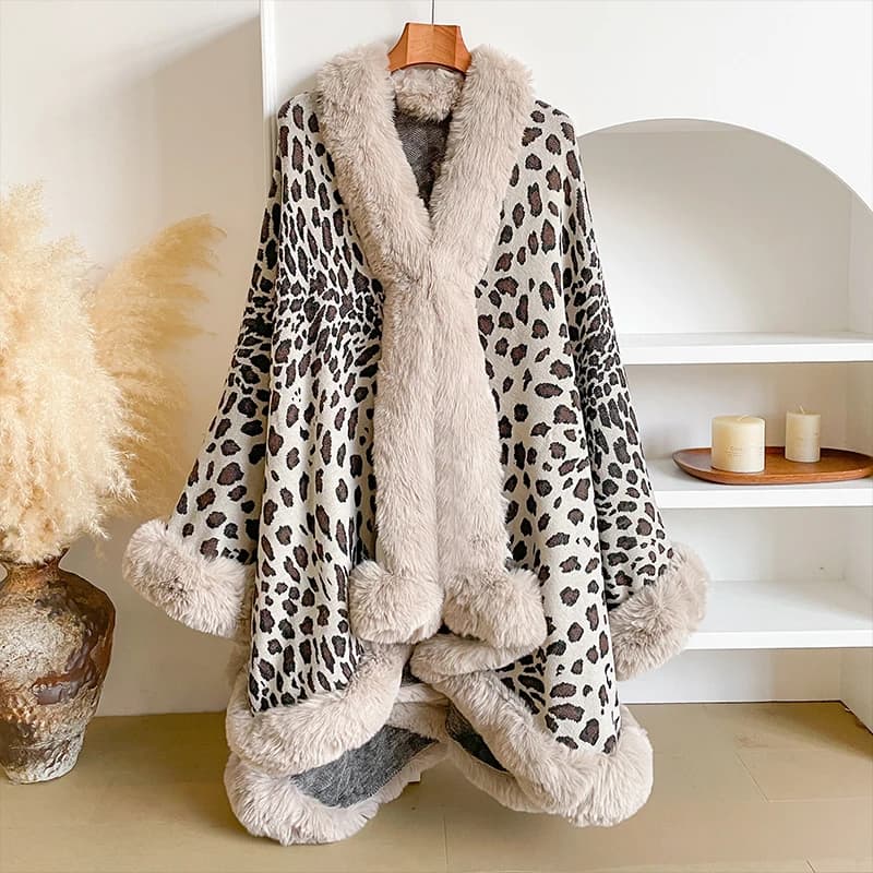 Women's Thick Warm Leopard Print Outerwear - Y2K Streetwear & Elegant Cloak, Coat, Jacket & Poncho for Autumn Winter