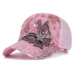 Unisex Butterfly Lace Glitter Baseball Net Caps Spring and Summer Outdoor Adjustable Casual Hats Sunscreen Hat