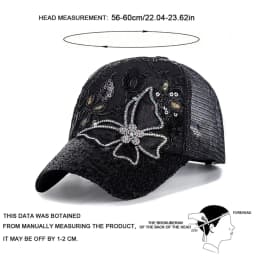 Unisex Butterfly Lace Glitter Baseball Net Caps Spring and Summer Outdoor Adjustable Casual Hats Sunscreen Hat