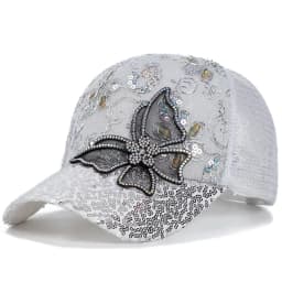 Unisex Butterfly Lace Glitter Baseball Net Caps Spring and Summer Outdoor Adjustable Casual Hats Sunscreen Hat