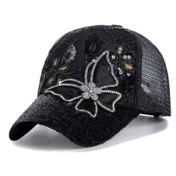 Unisex Butterfly Lace Glitter Baseball Net Caps Spring and Summer Outdoor Adjustable Casual Hats Sunscreen Hat