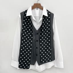 Men's British Retro Black and White Polka Dot Business Casual Small Scarf Versatile Long Scarf Decorative Neck Scarf Wide Tie