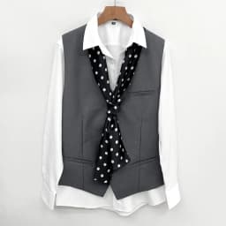 Men's British Retro Black and White Polka Dot Business Casual Small Scarf Versatile Long Scarf Decorative Neck Scarf Wide Tie