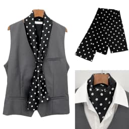 Men's British Retro Black and White Polka Dot Business Casual Small Scarf Versatile Long Scarf Decorative Neck Scarf Wide Tie