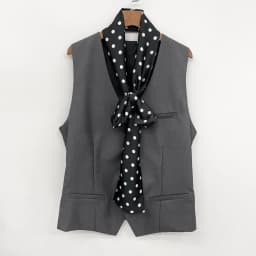 Men's British Retro Black and White Polka Dot Business Casual Small Scarf Versatile Long Scarf Decorative Neck Scarf Wide Tie
