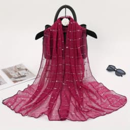 1PCS Spring and Autumn Women's High Elasticity sequin Chain Scarf, Wick Silk Long Scarf, Indian Scarf, Slide Silk Scarf