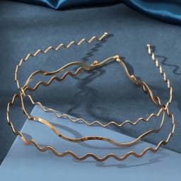 3PCS Women's Metal Gold Thin Wave Headbands, Minimalist & Practical Bang Hair Bands, Ultra-Minimalist Elegant Hair Accessories (