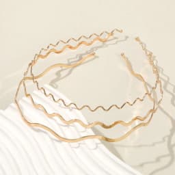 3PCS Women's Metal Gold Thin Wave Headbands, Minimalist & Practical Bang Hair Bands, Ultra-Minimalist Elegant Hair Accessories (