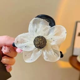 1pc Advanced Net Mesh Rhinestone Flower Claw Clip for Women 2025 New Shark Clip High Ponytail Hair Cl
