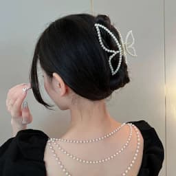 1pc pearl butterfly large hair clip for women summer design sense hair accessory shark clip at the back of the head