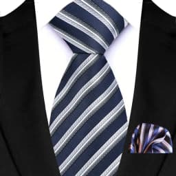 Luxury Mens Tie Luxury Navy Color 8cm NeckTie Pocket Square Set For Men Formal Fashion Wedding Business High Quality Gravata