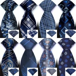 Luxury Mens Tie Luxury Navy Color 8cm NeckTie Pocket Square Set For Men Formal Fashion Wedding Business High Quality Gravata