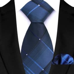 Luxury Mens Tie Luxury Navy Color 8cm NeckTie Pocket Square Set For Men Formal Fashion Wedding Business High Quality Gravata