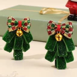2pcs Cute Christmas Tree Hair Clips For Girls Green Tree Decor Hair Accessories With Glitter Star New Year Christmas Gifts