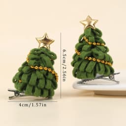 2pcs Cute Christmas Tree Hair Clips For Girls Green Tree Decor Hair Accessories With Glitter Star New Year Christmas Gifts