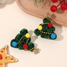 2pcs Cute Christmas Tree Hair Clips For Girls Green Tree Decor Hair Accessories With Glitter Star New Year Christmas Gifts