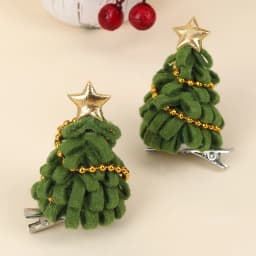 2pcs Cute Christmas Tree Hair Clips For Girls Green Tree Decor Hair Accessories With Glitter Star New Year Christmas Gifts